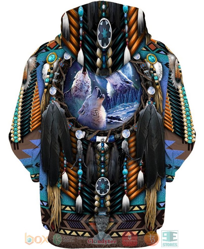 HOT Blue Wolf Dreamcatcher All Over Printed 3D Shirt, Hoodie 3 Blue Wolf Dreamcatcher 3D Shirt Hoodie 1 2