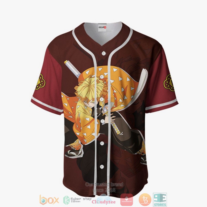 Zenitsu Red Demon Slayer Baseball Jersey Shirt 2 Zenitsu Red Demon Slayer Baseball Jersey Shirt 1
