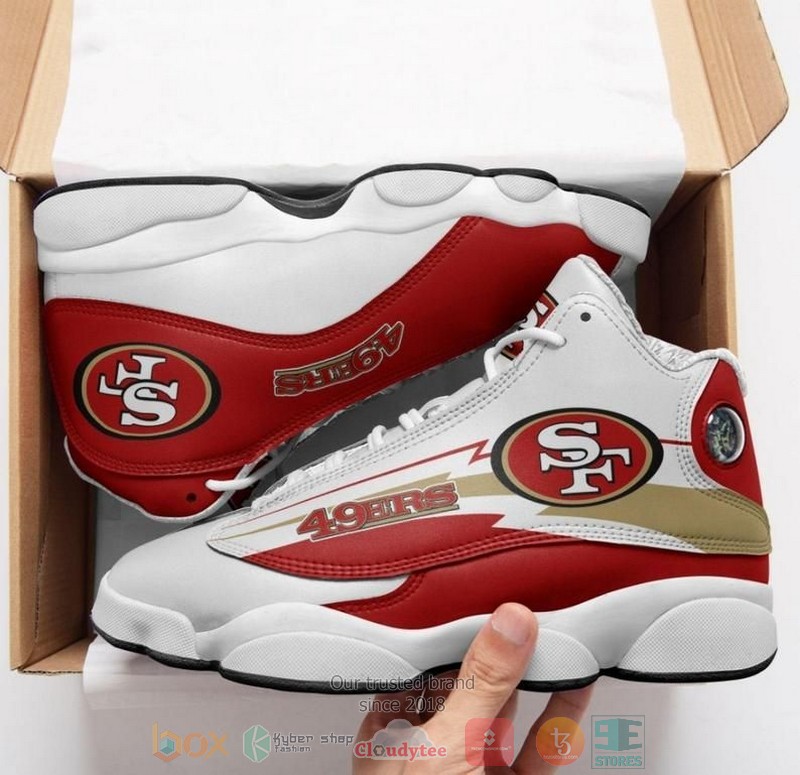 NEW San Francisco 49ers NFL Football Team white red Air Jordan 13 shoes sneakers 2 San Francisco 49ers NFL Football Team white red Air Jordan 13 shoes