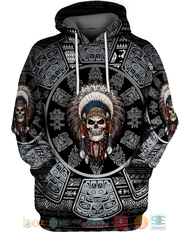 HOT Skull Chief Pattern Native American All Over Printed 3D Shirt, Hoodie 1 Skull Chief Pattern Native American 3D Shirt Hoodie