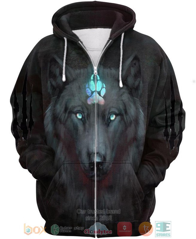 HOT Black Wolf Blue Claw All Over Printed 3D Shirt, Hoodie 5 Black Wolf Blue Claw 3D Shirt Hoodie 1 2 3 4