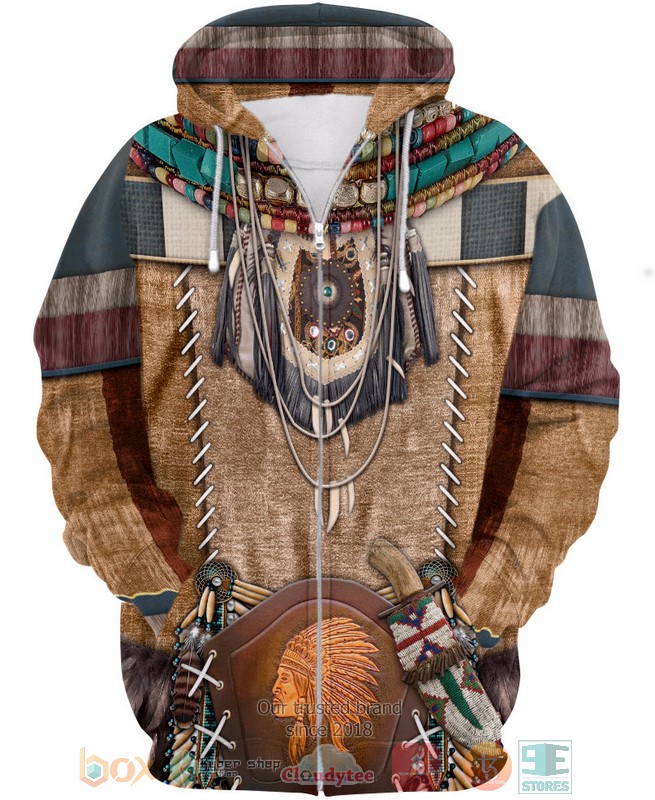 Brown Pattern Warrior Style Native American 3D Shirt Hoodie 1 2 3 4 5