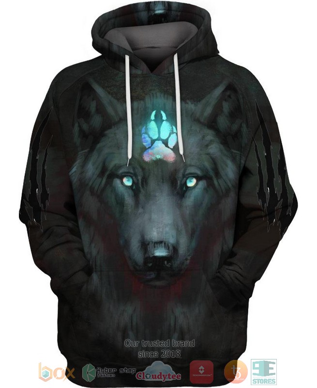 Black Wolf Blue Claw 3D Shirt Hoodie