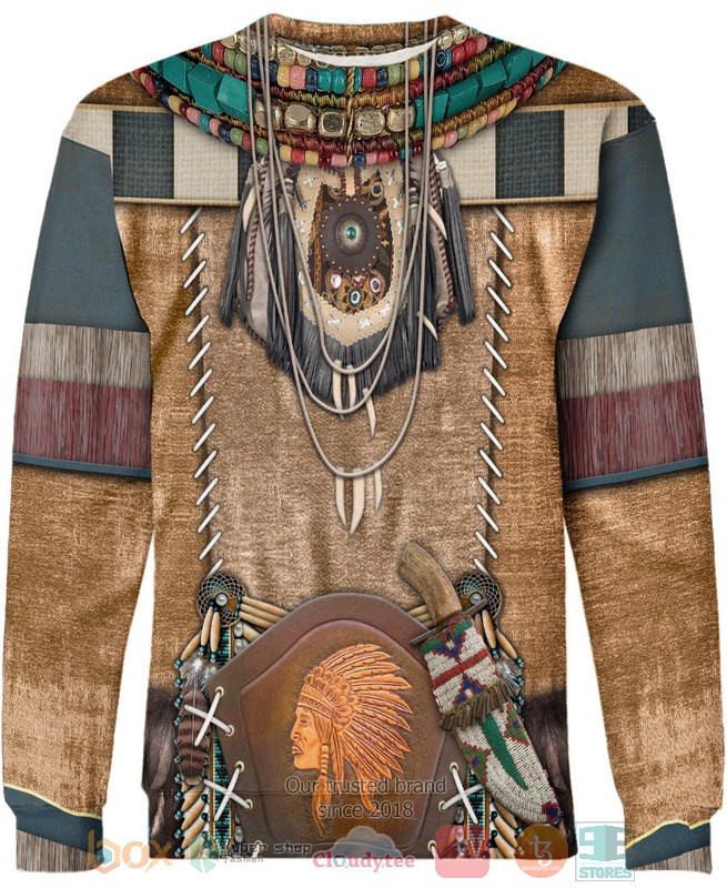 Brown Pattern Warrior Style Native American 3D Shirt Hoodie 1 2 3