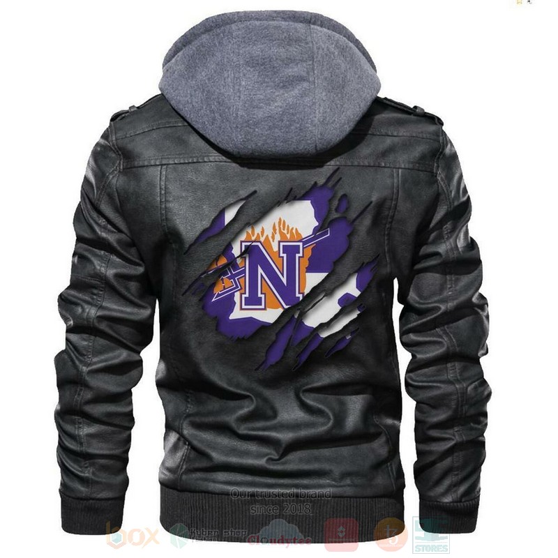 Northwestern State Demons NCAA Black Motorcycle Leather Jacket
