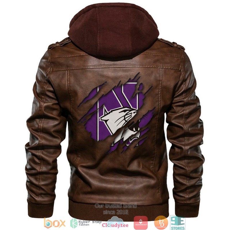 Northwestern Wildcats NCAA Brown Motorcycle Leather Jacket 1 Northwestern Wildcats NCAA Brown Motorcycle Leather Jacket