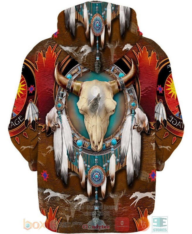 HOT Native Bison Skull brown All Over Printed 3D Shirt, Hoodie 2 Native Bison Skull brown 3D Shirt Hoodie 1