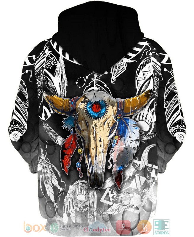HOT Colorful Buffalo Skull All Over Printed 3D Shirt, Hoodie 3 Colorful Buffalo Skull 3D Shirt Hoodie 1 2