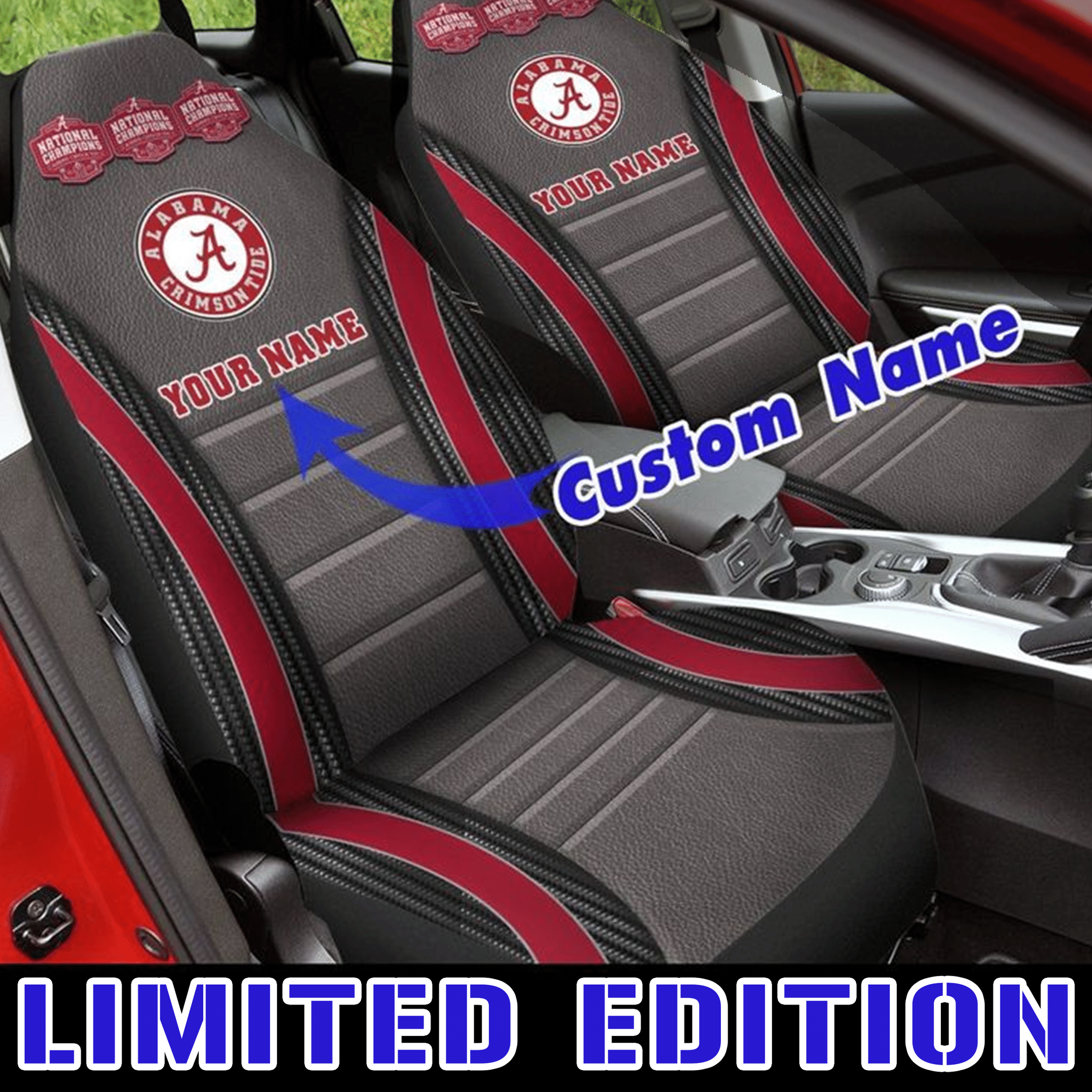 NEW Personalized Alabama Crimson Tide NCAA football grey black Seat Cover