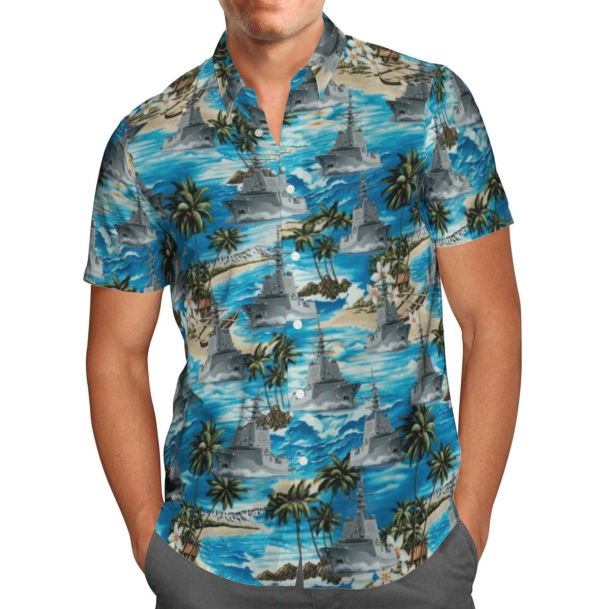 HMAS Brisbane DDG 41 Royal Australian Navy Hawaiian Shirt, Short 2 16450160343050d6e1f2