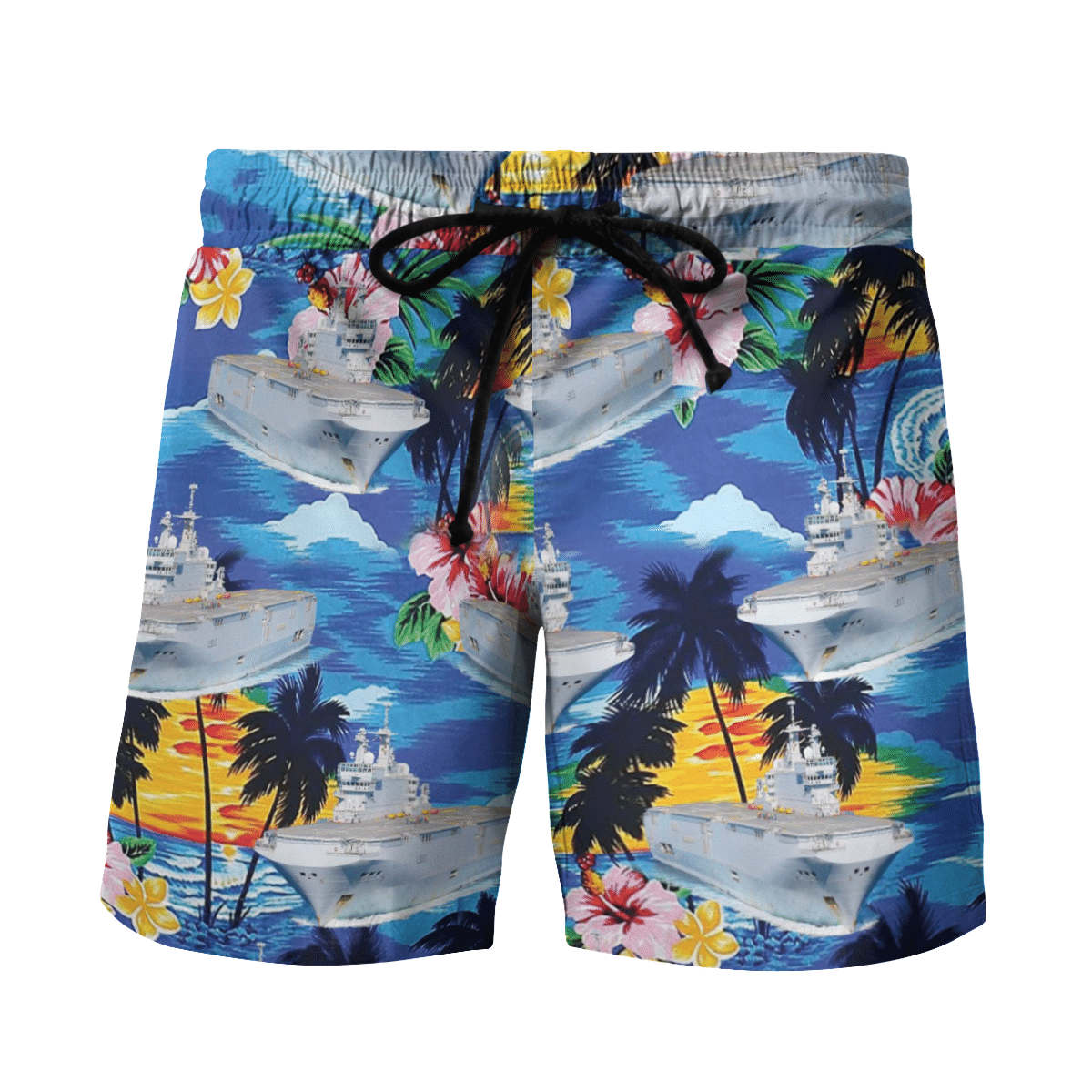 French ship Mistral L9013 French Navy Hawaiian Shirt, Short 4 1645016034a7bd6c7492
