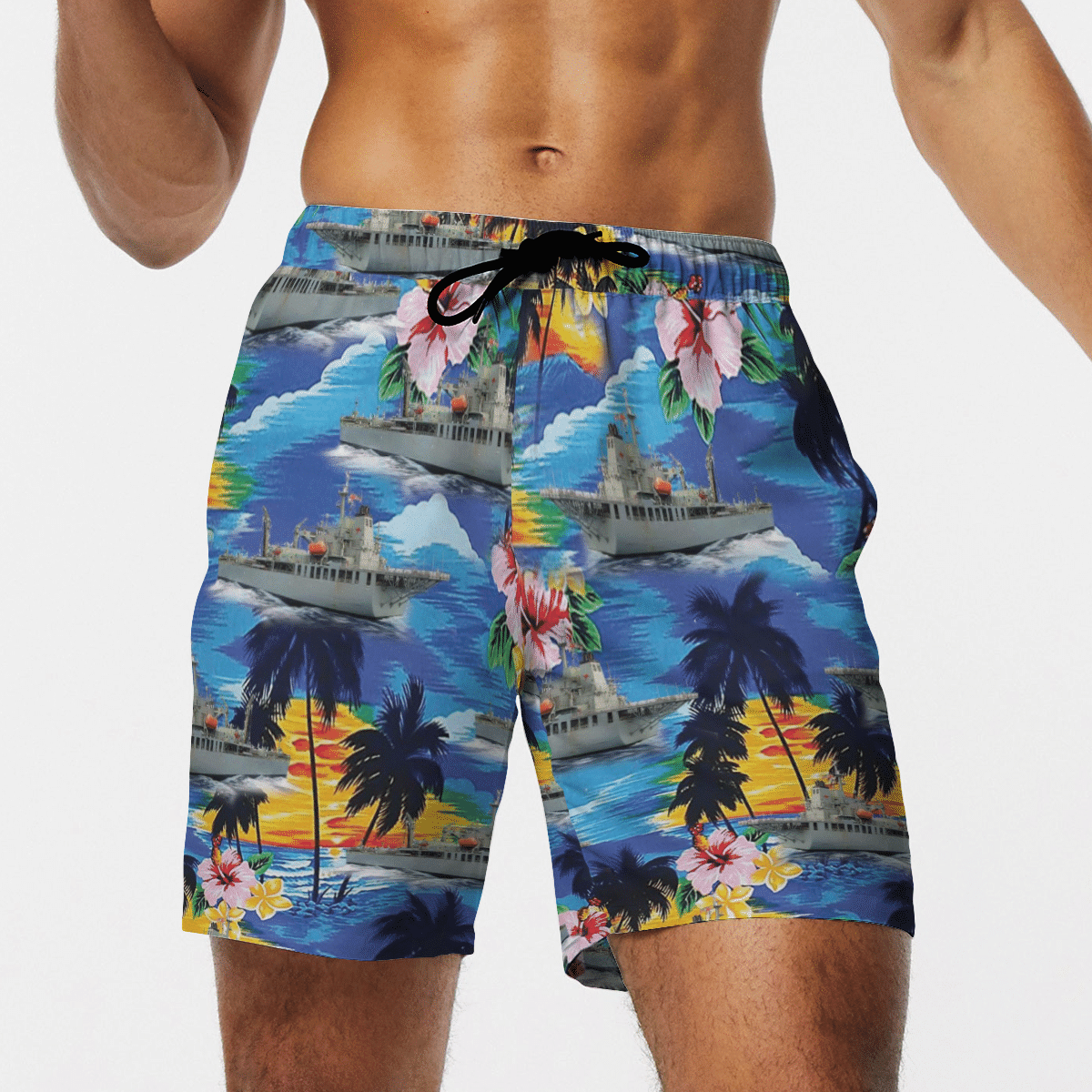 HMAS Sirius O 266 Royal Australian Navy Hibiscus Hawaiian Shirt, Short 7 1645016035310a599896