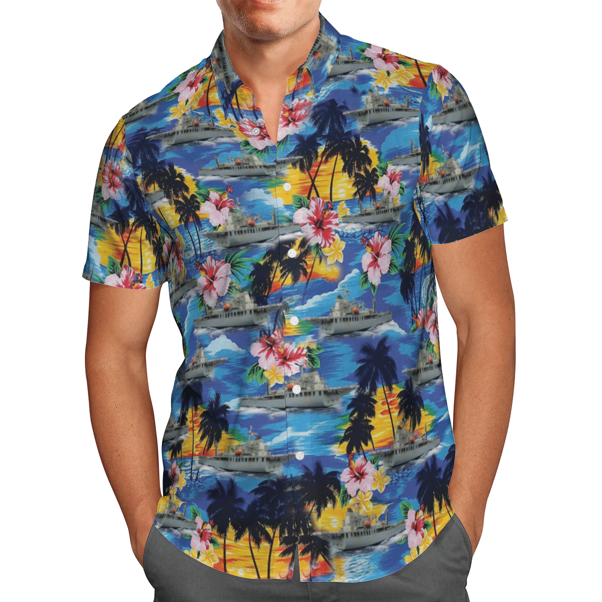 HMAS Sirius O 266 Royal Australian Navy Hibiscus Hawaiian Shirt, Short 2 16450160353b706bcf1c