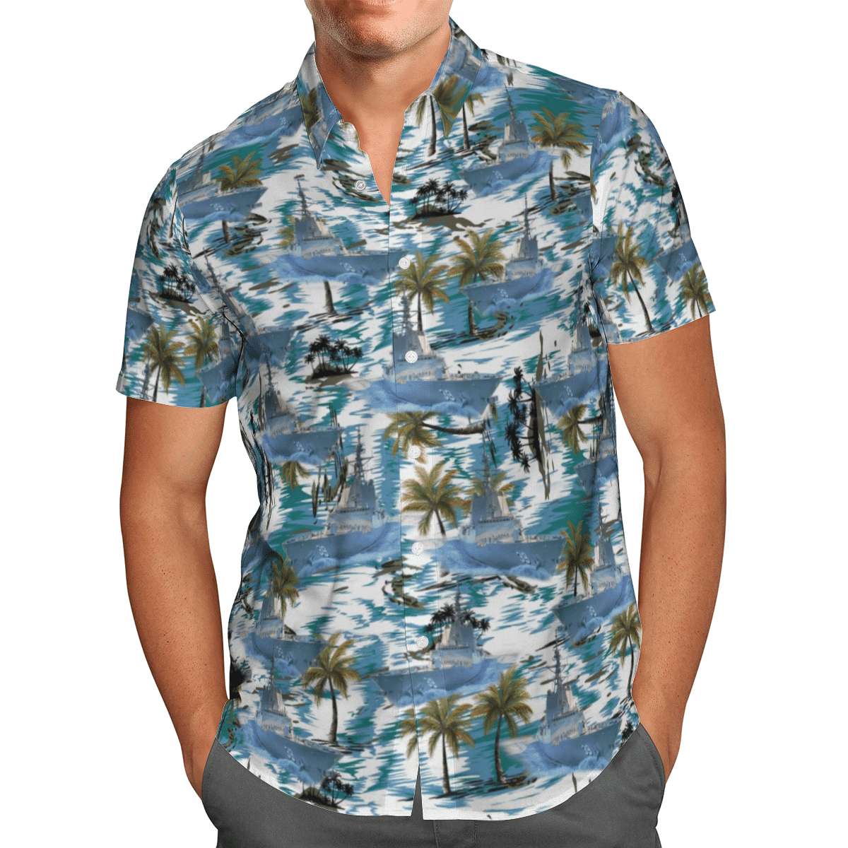 HMAS Hobart DDG 39 Royal Australian Navy Coconut Hawaiian Shirt, Short 2 164501603576602c51e5