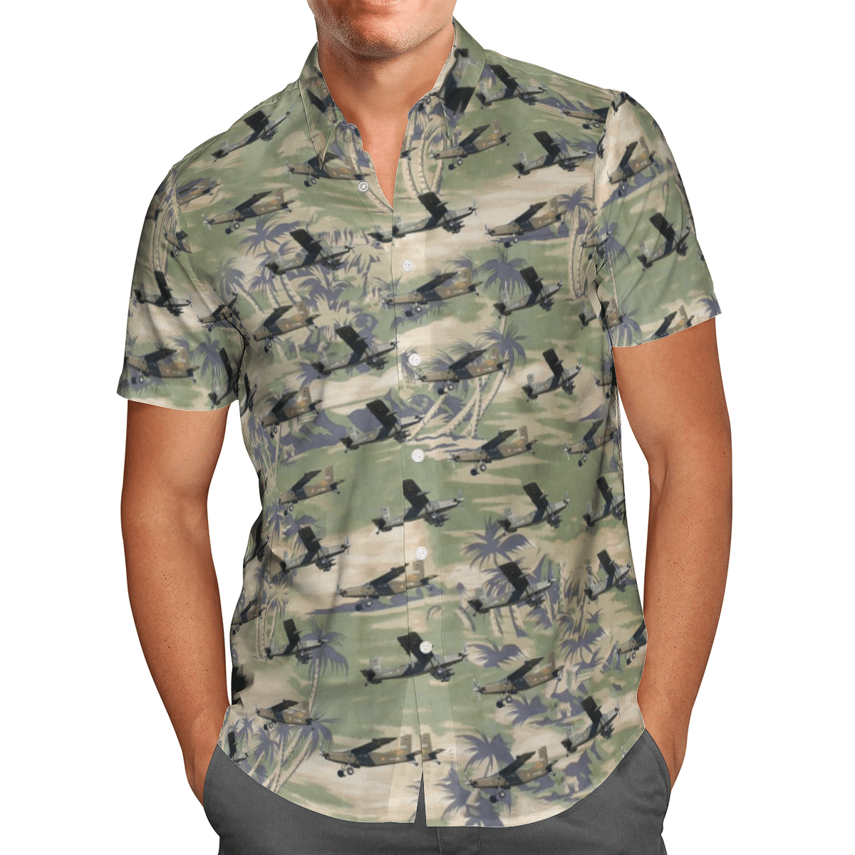 Pilatus PC-6 French Army Hawaiian Shirt, Short 2 16450160426f7e786f6a