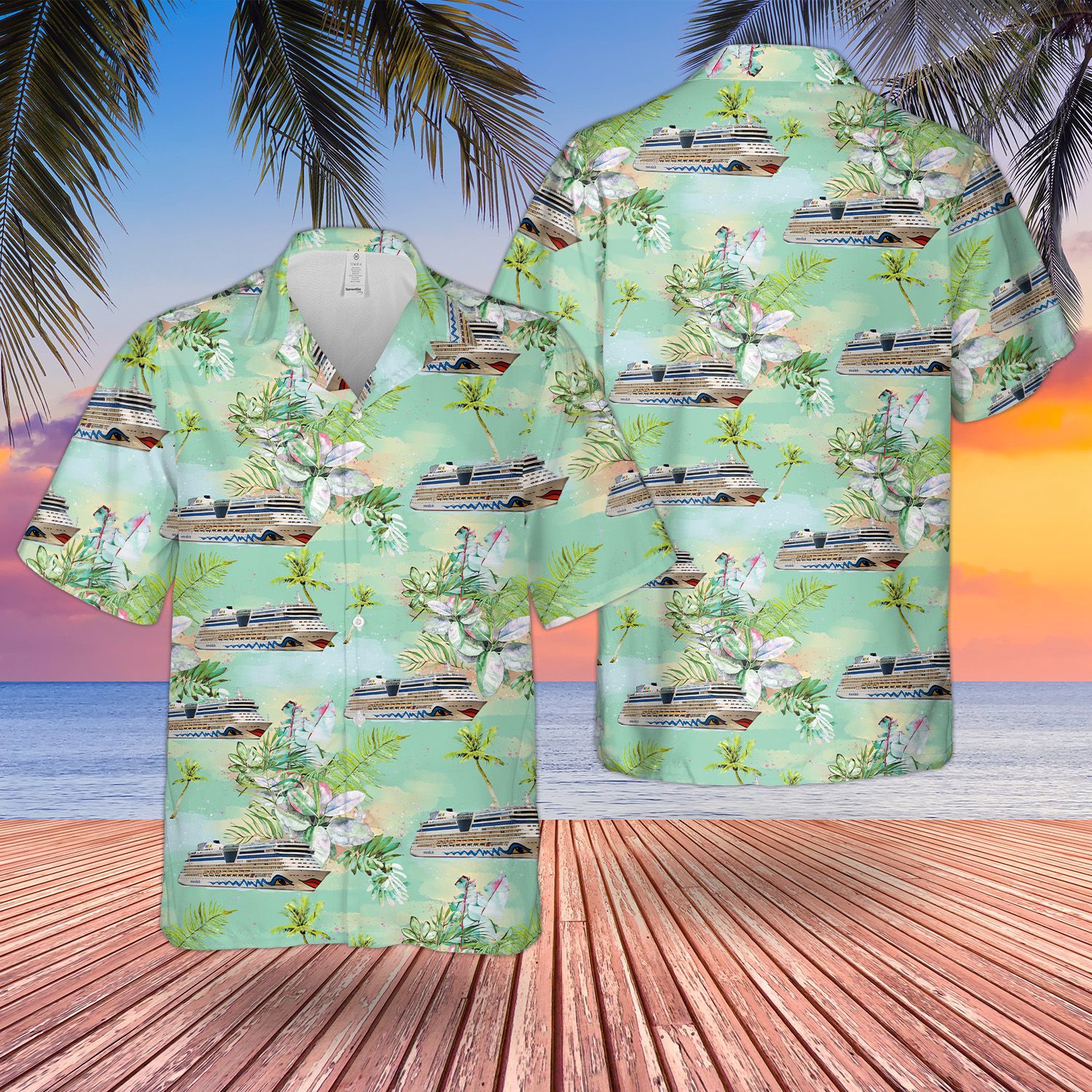 AIDA Cruises Short Sleeve Limited Hawaiian Shirt 1 AIDA Cruises Short Sleeve Limited Hawaiian Shirt word1