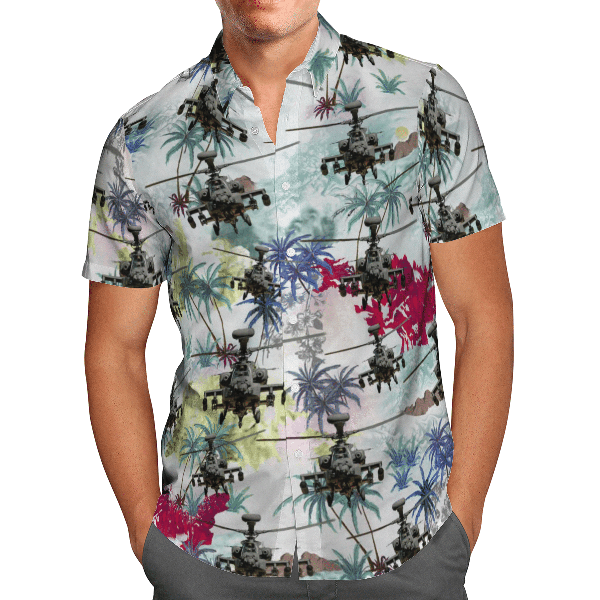 British Army Westland WAH-64 Apache Short Sleeve Limited Hawaiian Shirt 2 British Army Westland WAH-64 Apache Short Sleeve Limited Hawaiian Shirt word3
