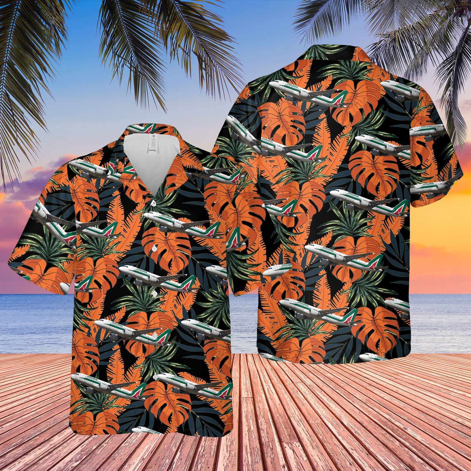 Alitalia Airbus A320-200 Short Sleeve Limited Hawaiian Shirt word2