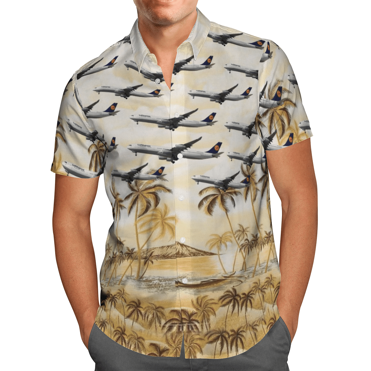 Lufthansa Airbus A340-300 Short Sleeve Limited Hawaiian Shirt 2 Lufthansa Airbus A340-300 Short Sleeve Limited Hawaiian Shirt word1