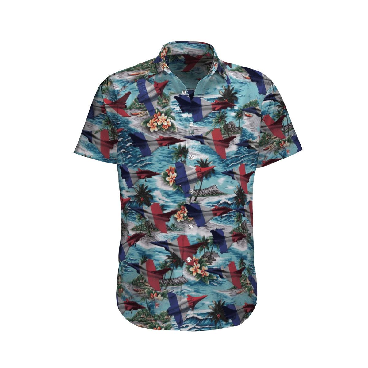 Rafale Solo Display French Blue Short Sleeve Limited Hawaiian Shirt word1