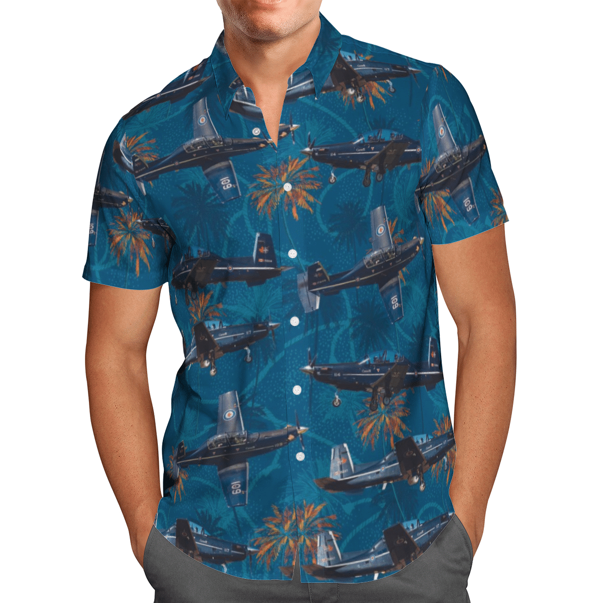 RCAF Raytheon CT-156 Harvard II Short Sleeve Limited Hawaiian Shirt 2 RCAF Raytheon CT-156 Harvard II Short Sleeve Limited Hawaiian Shirt word1