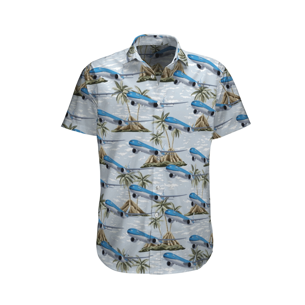 KLM Royal Dutch Airlines Boeing 777-300ER Short Sleeve Limited Hawaiian Shirt word1