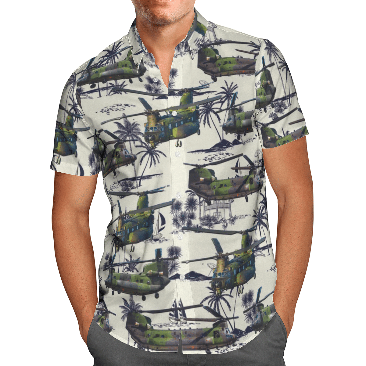 RCAF CH-147 Chinook Short Sleeve Limited Hawaiian Shirt 2 RCAF CH-147 Chinook Short Sleeve Limited Hawaiian Shirt word1