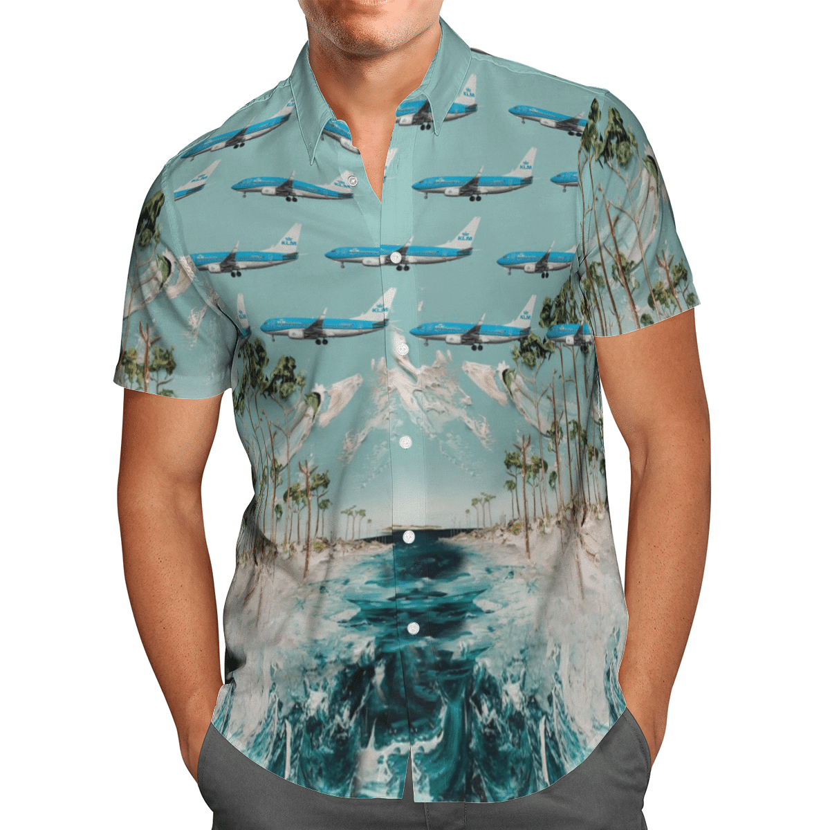 KLM Royal Dutch Airlines Boeing 737-700 Short Sleeve Limited Hawaiian Shirt 2 KLM Royal Dutch Airlines Boeing 737-700 Short Sleeve Limited Hawaiian Shirt word2