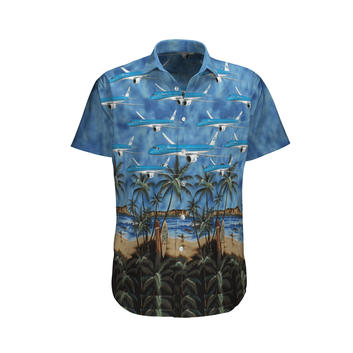KLM Royal Dutch Airlines Embraer E195-E2 Short Sleeve Limited Hawaiian Shirt 1 KLM Royal Dutch Airlines Embraer E195-E2 Short Sleeve Limited Hawaiian Shirt word2