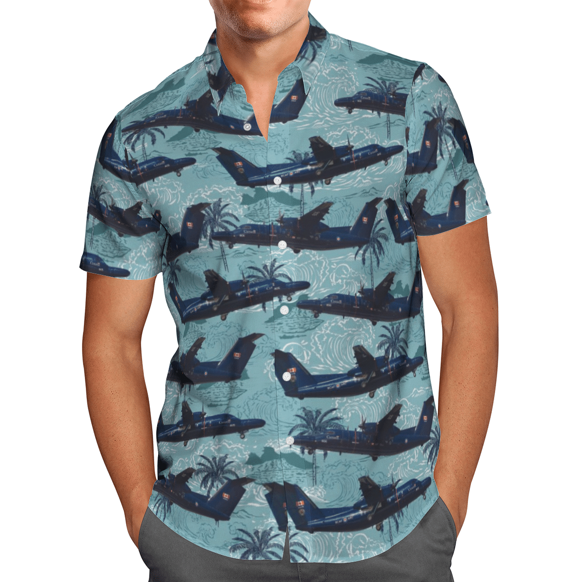 RCAF De Havilland Canada CT-142 Dash 8 DHC-8-102 Short Sleeve Limited Hawaiian Shirt 2 RCAF De Havilland Canada CT-142 Dash 8 DHC-8-102 Short Sleeve Limited Hawaiian Shirt word3