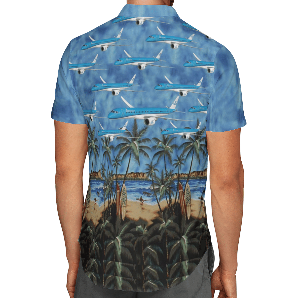 KLM Royal Dutch Airlines Embraer E195-E2 Short Sleeve Limited Hawaiian Shirt 3 KLM Royal Dutch Airlines Embraer E195-E2 Short Sleeve Limited Hawaiian Shirt word2