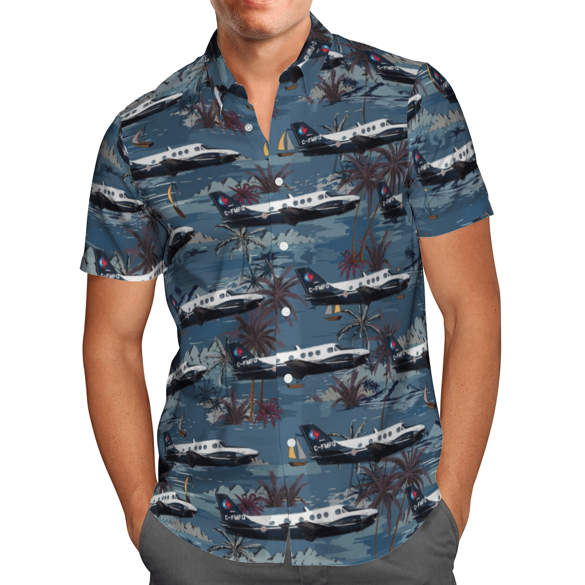 RCAF Beechcraft C-90B King Air Short Sleeve Limited Hawaiian Shirt 2 RCAF Beechcraft C-90B King Air Short Sleeve Limited Hawaiian Shirt word1