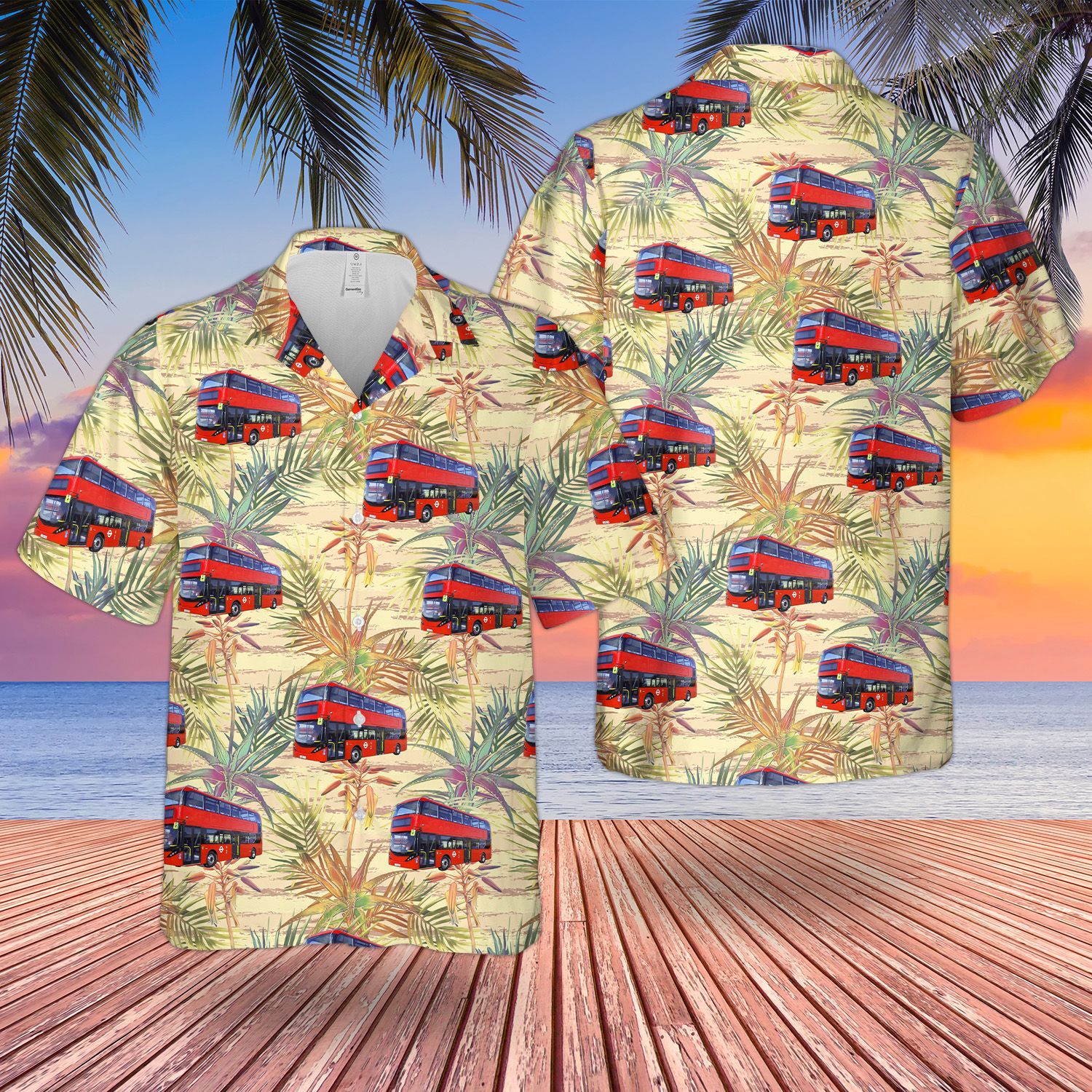 Double-Decker Bus London Stagecoach Enviro400 Short Sleeve Limited Hawaiian Shirt word1