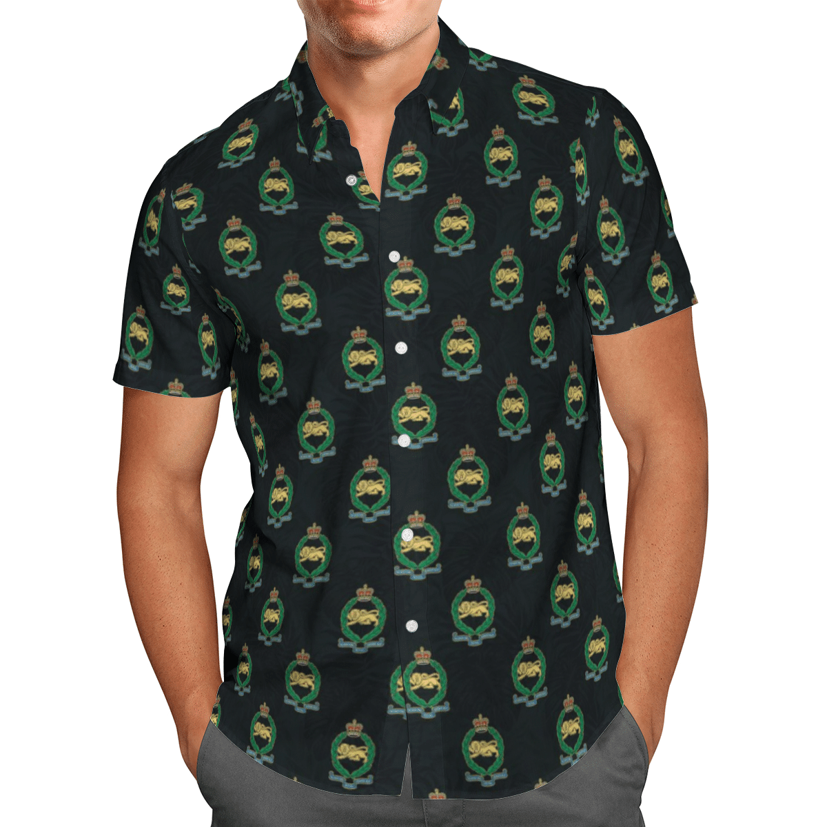 British Army King's Own Royal Border Regiment Short Sleeve Limited Hawaiian Shirt 2 British Army King's Own Royal Border Regiment Short Sleeve Limited Hawaiian Shirt word1