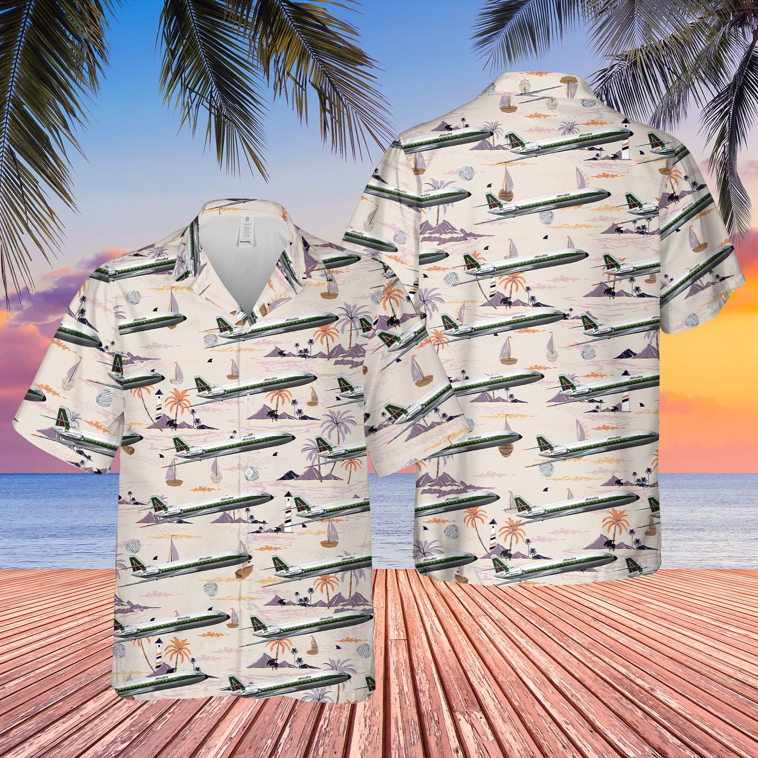 Alitalia Sud Aviation Caravelle Short Sleeve Limited Hawaiian Shirt word2