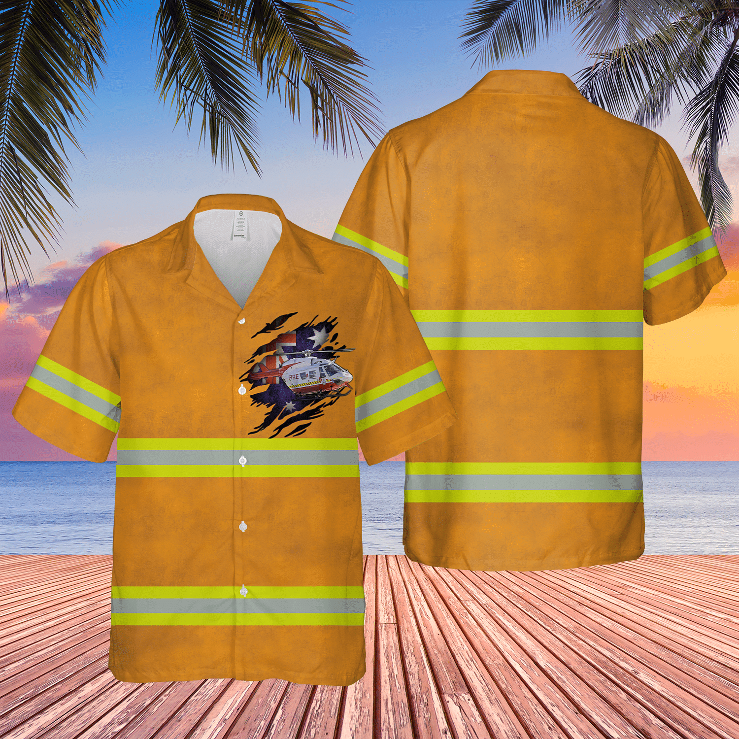 New South Wales RFS Helicopter Short Sleeve Limited Hawaiian Shirt word1