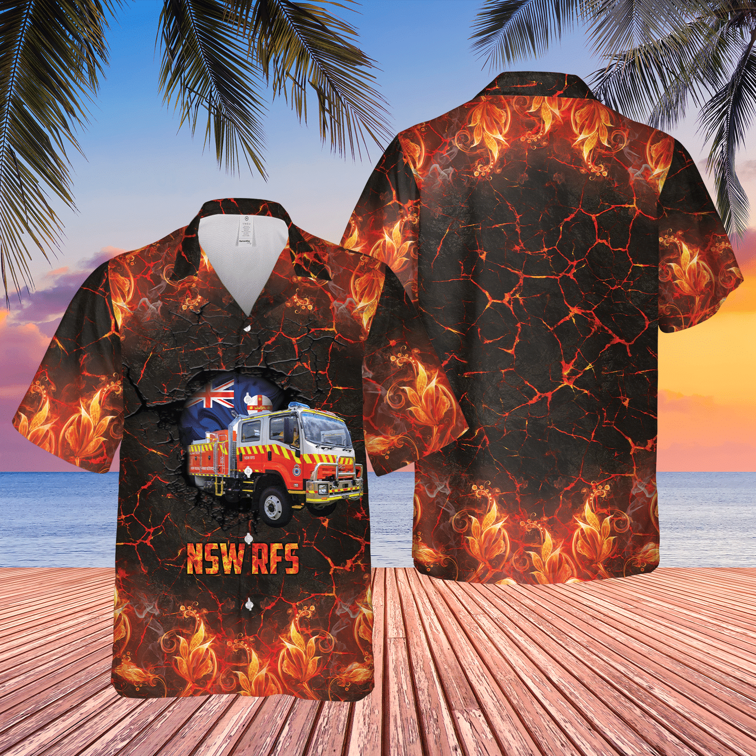 New South Wales RFS Fire Truck Short Sleeve Limited Hawaiian Shirt word3