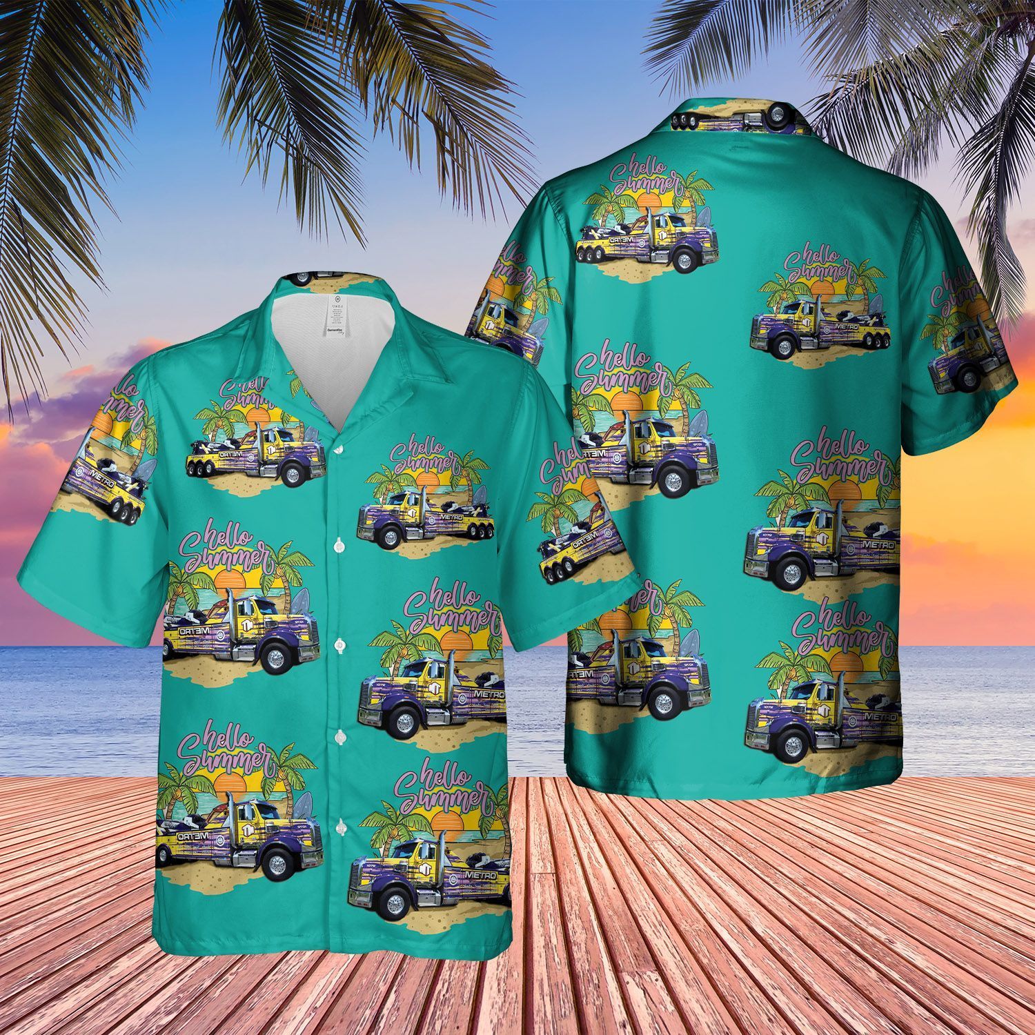Canada Towing Truck Short Sleeve Limited Hawaiian Shirt word1