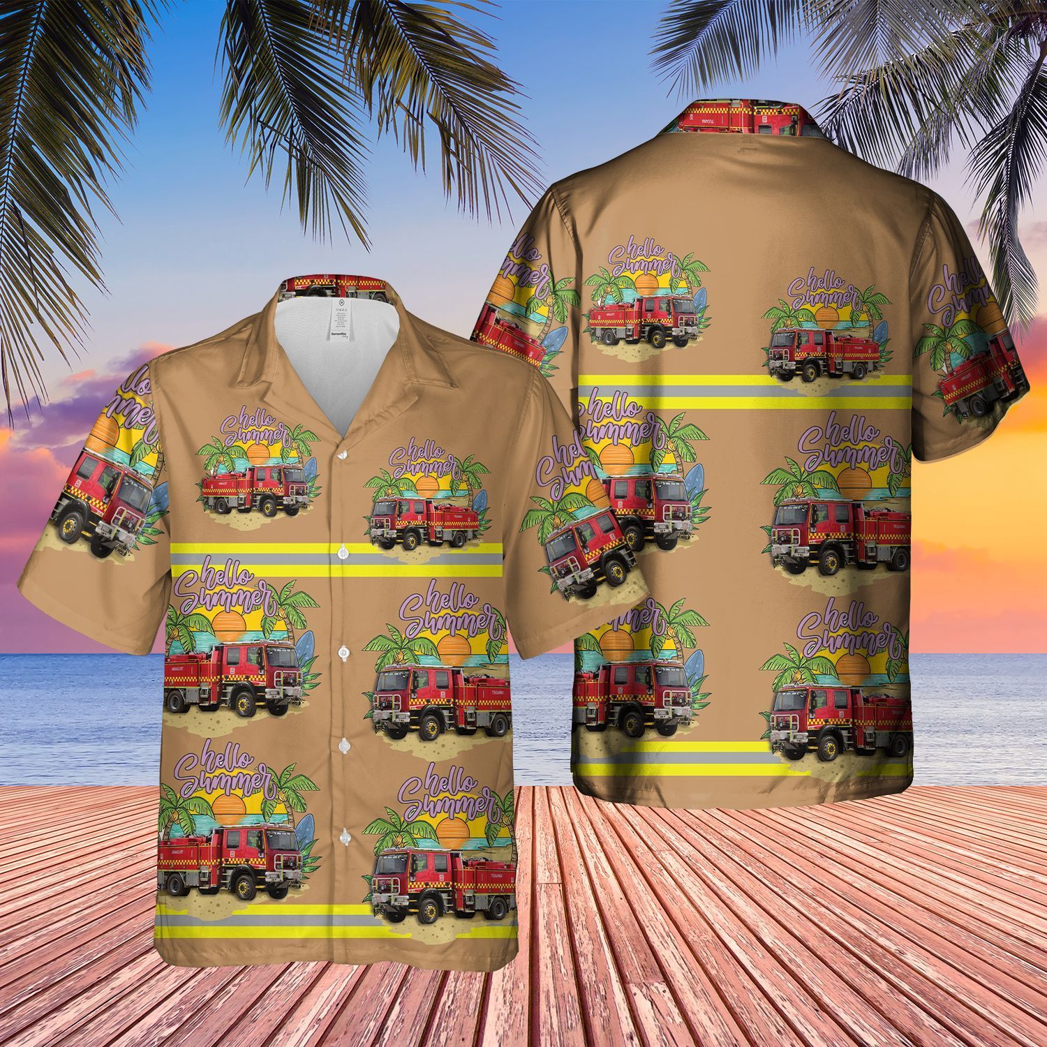 Victoria Fire Service Truck Short Sleeve Limited Hawaiian Shirt word3