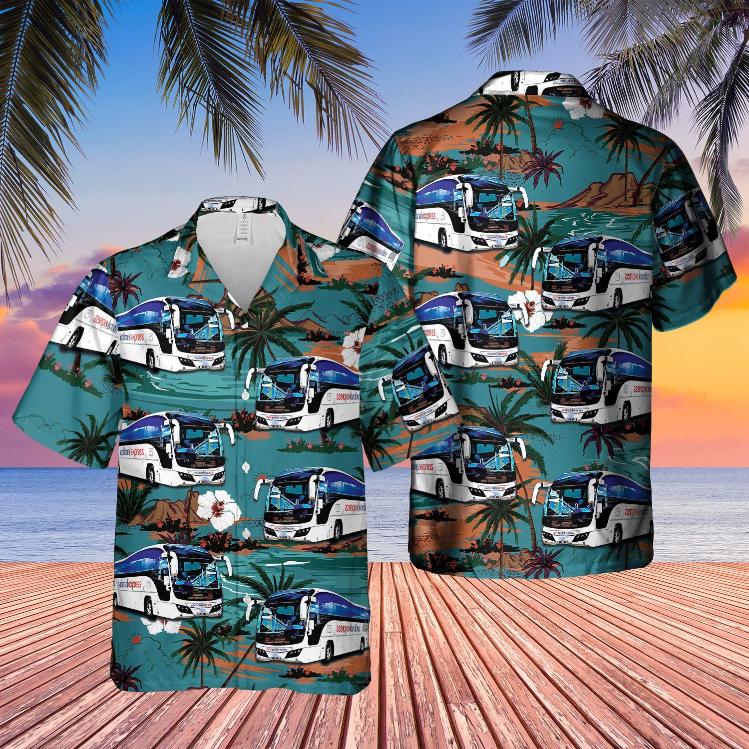 UK Coach Driver Cyan blue Short Sleeve Limited Hawaiian Shirt