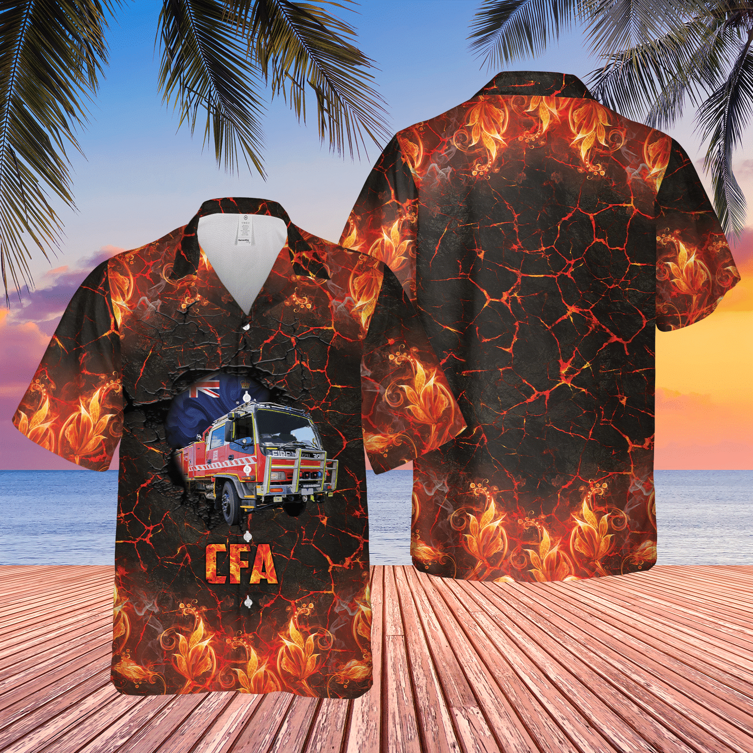 Victoria Fire Service Truck CFA Short Sleeve Limited Hawaiian Shirt word1