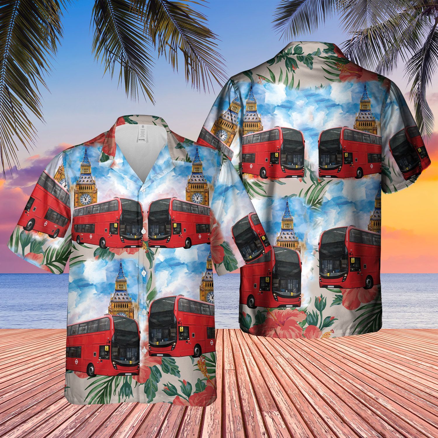 UK Double-Decker Bus Blue Short Sleeve Limited Hawaiian Shirt 1 UK Double-Decker Bus Blue Short Sleeve Limited Hawaiian Shirt word3
