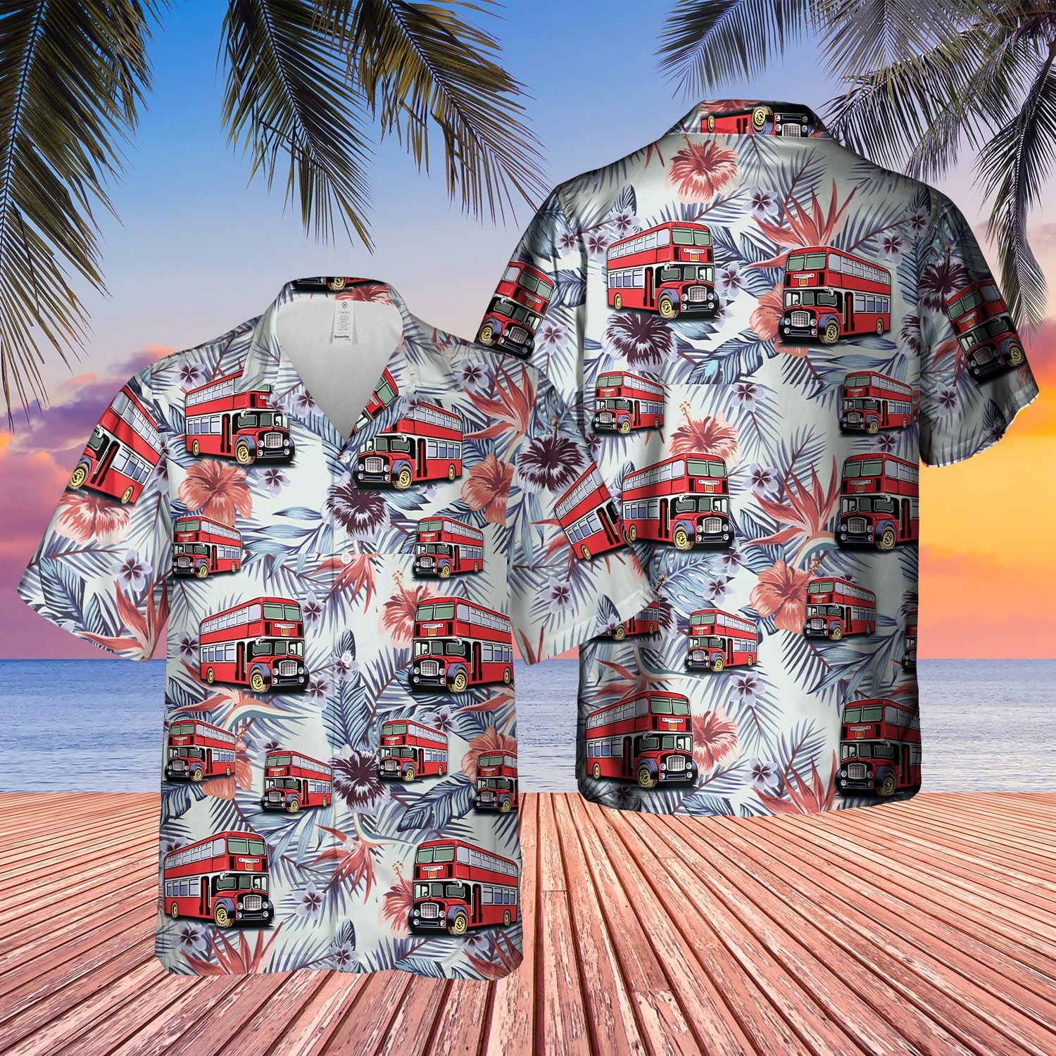 UK Double-Decker Bus Bristol Lodekka Short Sleeve Limited Hawaiian Shirt word3