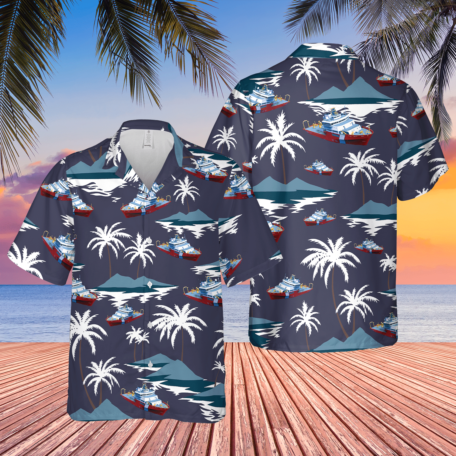 Canadian Coast Guard Ship Short Sleeve Limited Hawaiian Shirt word2