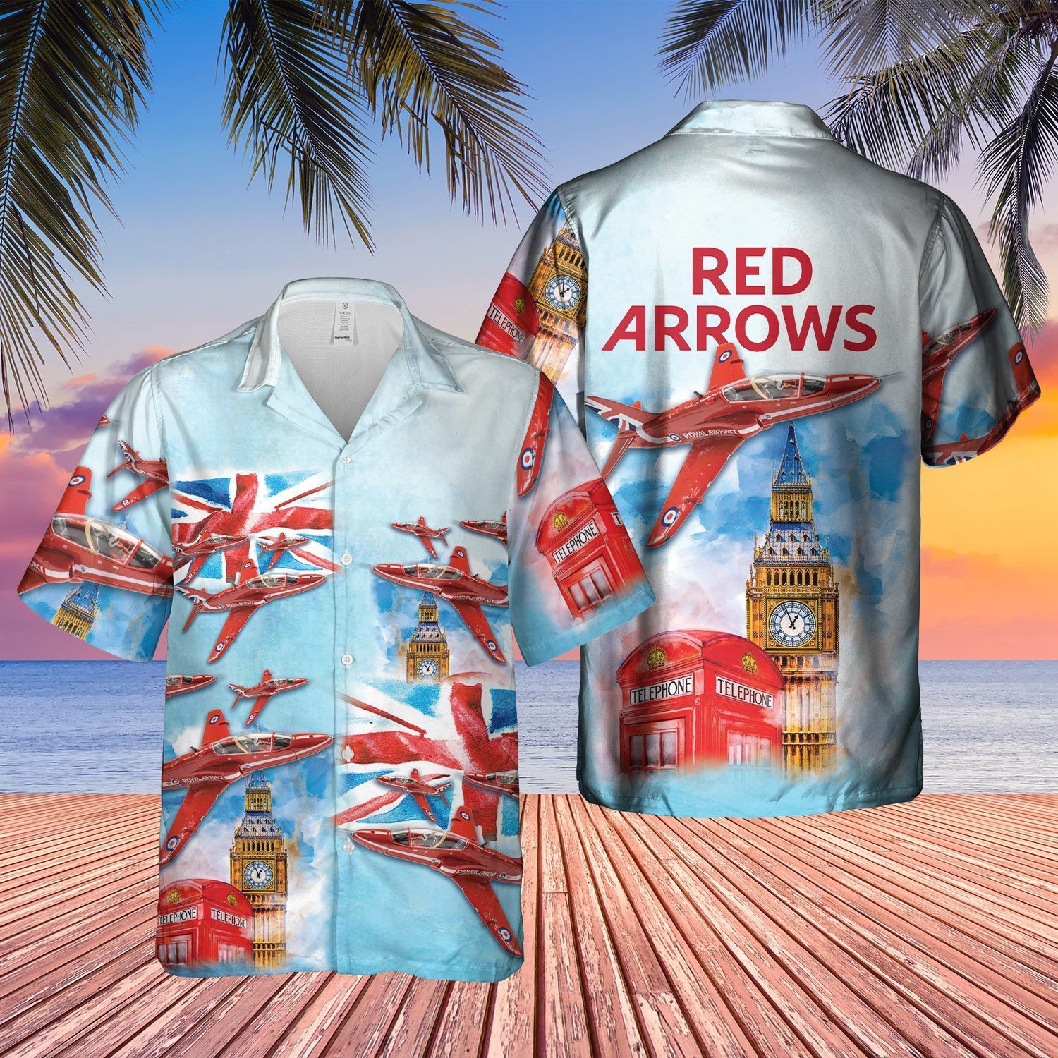 Red Arrows RAF Air Show Short Sleeve Limited Hawaiian Shirt word1