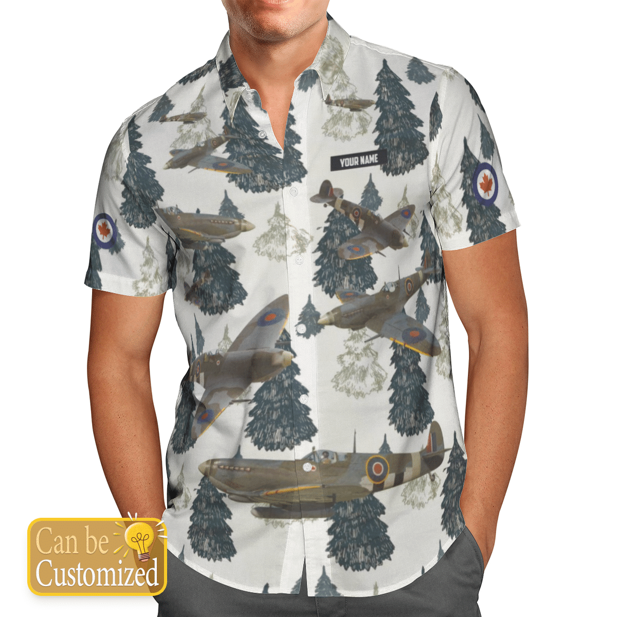 Personalized Canadian Supermarine Spitfire Short Sleeve Limited Hawaiian Shirt word3