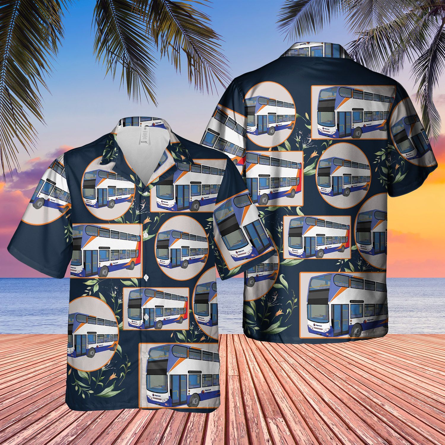 UK Double-Decker Bus 2 Short Sleeve Limited Hawaiian Shirt, Short word3