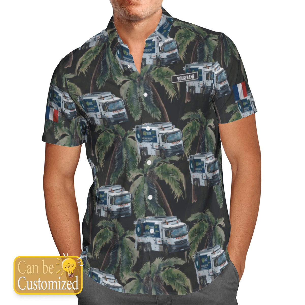 Personalized French Waste Collector Truck Short Sleeve Limited Hawaiian Shirt word1