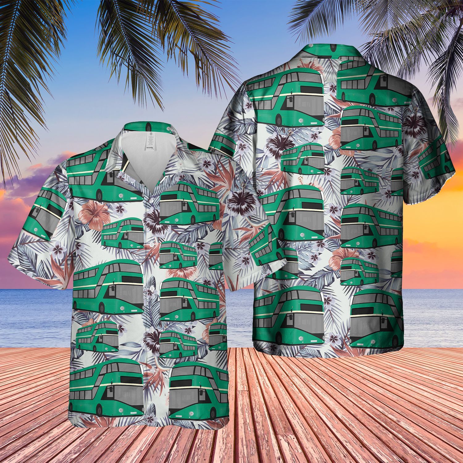 Double-Decker Bus New Routemaster Arriva London Short Sleeve Limited Hawaiian Shirt word2