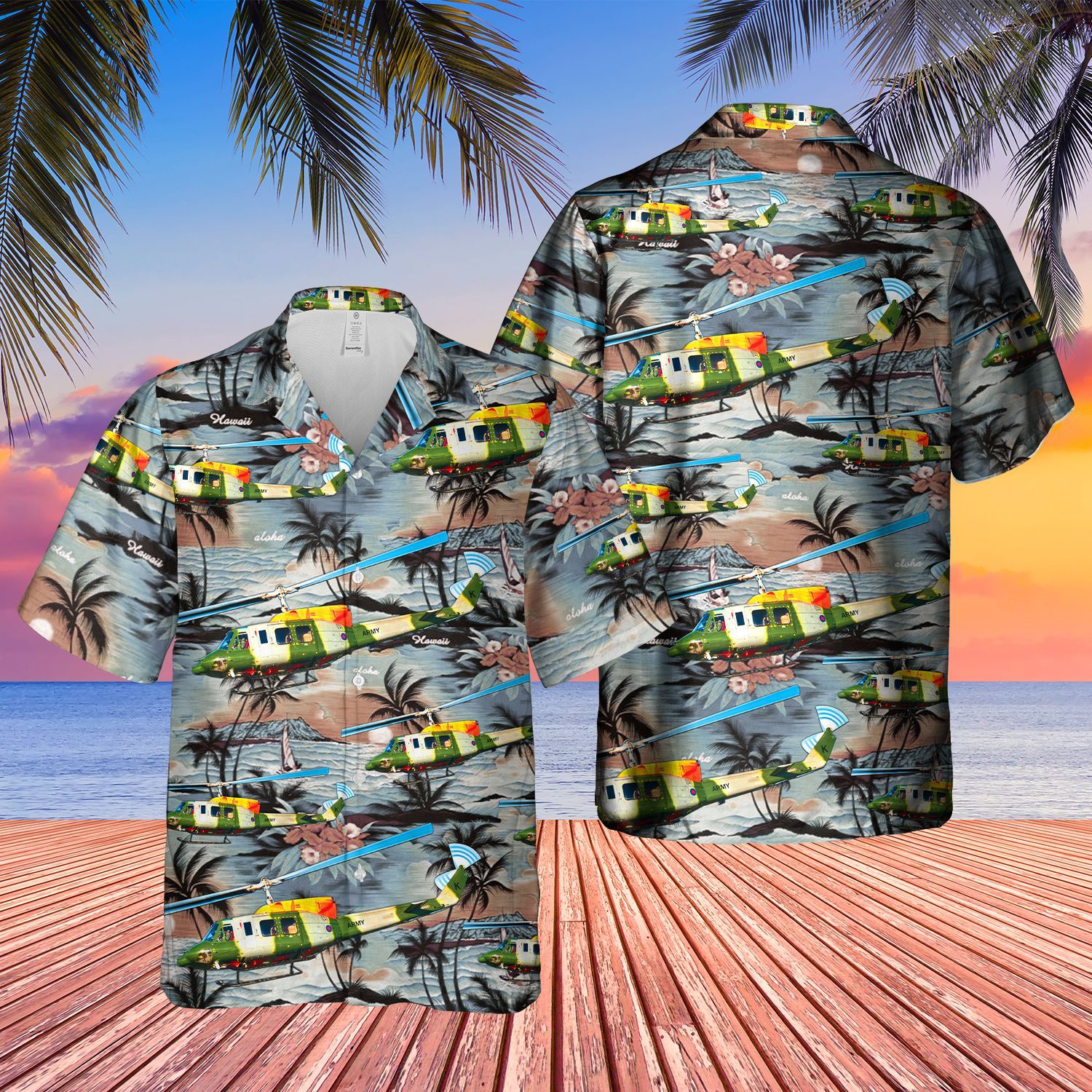 British Army Bell 212 Helicopter Short Sleeve Limited Hawaiian Shirt 2 British Army Bell 212 Helicopter Short Sleeve Limited Hawaiian Shirt word2